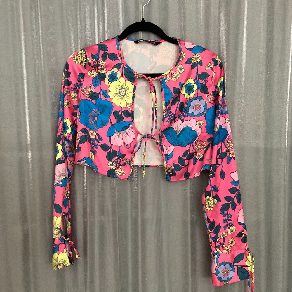 floral shinny pink and green bright colors